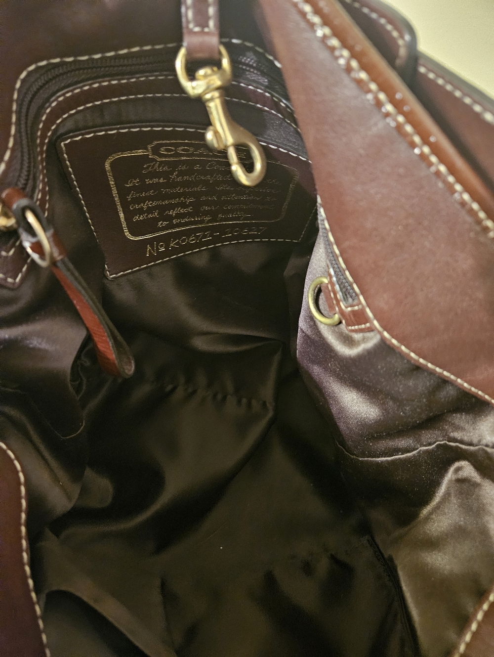 Coach Signature Jacquard Tote 10627 Brown Leather Trim Y2K Classic Signature C - Picture 10 of 11